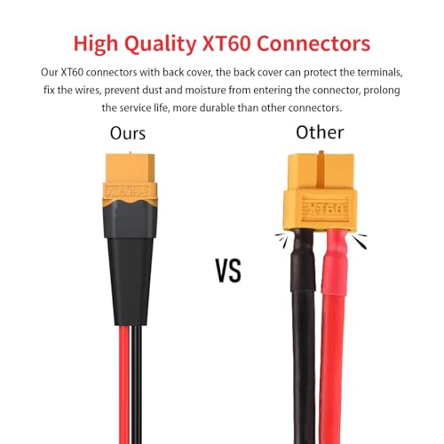 ELFCULB XT60 Female to Female Extension Cable 10AWG 2FT - Heavy Duty Power Cord for RC Cars, Batteries, and Portable Power Stations - color: 10AWG XT60 Female to Female, size: 2FT