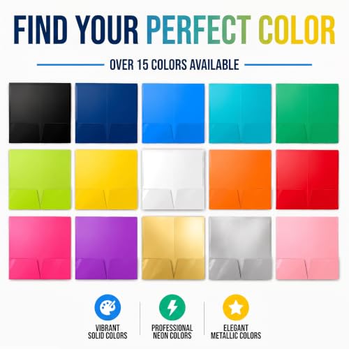 Better Office Products 2 Pocket Glossy Laminated White Paper Folders, Letter Size, 25 Pack, White Paper Portfolios, Box of 25 - color: White