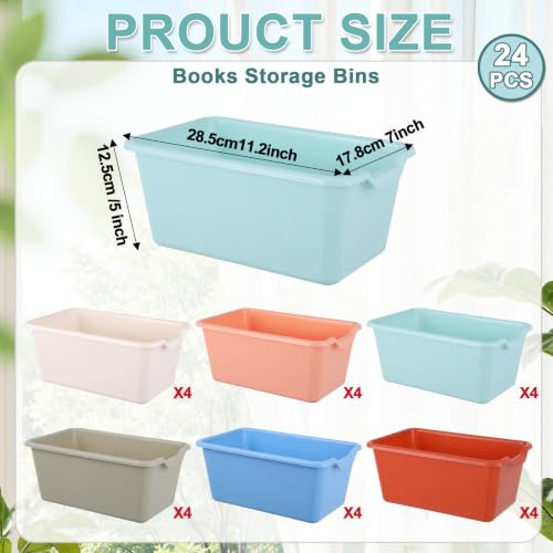 gisgfim 24 Pack Plastic Cubby Bins Book Bins for Classroom, Boho - color: Boho