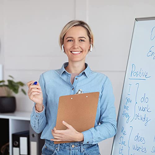 6 Clipboards Standard A4 Letter Size, 9x12.5 inch Wooden Clipboard with 6" Metal Clip, Hardboard, Ideal for 8.5 x 11 Inch Paper, for Office, School, and Home Use - style: 6 Pack
