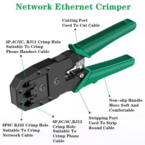 Gaobige Network Tool Kit for Cat5 Cat5e Cat6, 11 in 1 Ethernet Crimper Kit