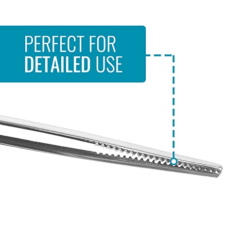 MABIS Stainless Steel Dressing Forceps, 5.5 Inch Serrated Thumb Forceps for Medical, Veterinary, First Aid, Lab, and Precision Tasks, Strong Grip - size: 5.5 Inch (Pack of 1)