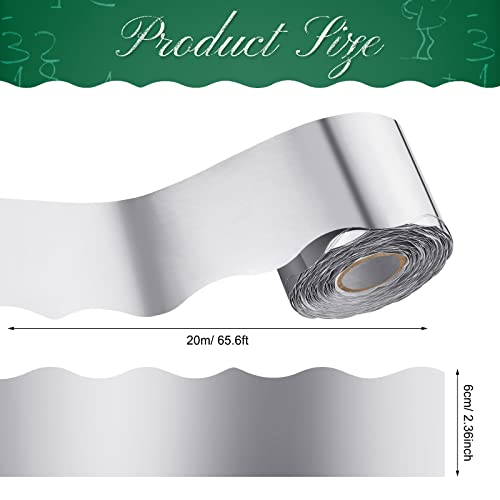 Ecally 65.6 Ft Scalloped Bulletin Board Borders Decor,Silver - color: Silver