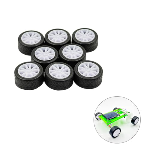 8PCS Toy Car Wheel RC Car Rubber Tire Wheel with Metal Shaft Axles for RC Car Truck Robot DIY Model Car Building Parts (2x18mm) - style: 2x18mm