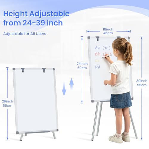 MAKELLO Whiteboard with Stand 24x18 in, Small Classroom Easel, Lightweight - color: A, size: 18"W x 24"H