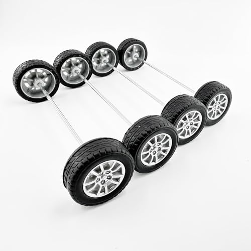 10PCS Small Toy Car Wheels Model Car Rubber Tire Wheels with 5PCS Shaft Round Axles for for DIY Model Toy RC Car Truck Robot Wheel Replacement Accessories (2x28mm) - style: 2x28mm