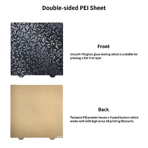 FYSETC 3D Printer CR10 Build Plate Replacement Smooth PET+Texture PEI Double Sided Print Bed Only 310x310mm/12.2in Spring Steel Sheet No Magentic Sticker for CR10S Artilery SW-X1/X2, Ant A8 Plus