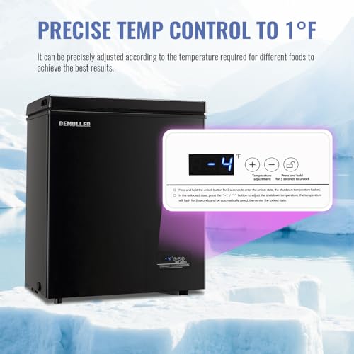 DEMULLER Deep Freezer 3.8Cu.ft with 2 Removable Basket and Manual Defrost Small Deep Freezer Quiet Operation Compressor Cooling Perfect for Homes, Black - size: 3.8 Cu.Ft Black