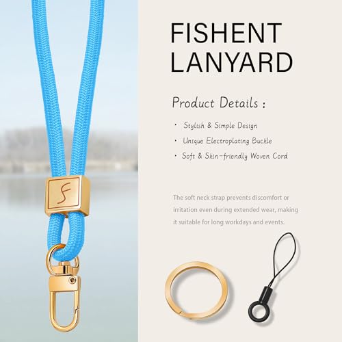 Fishent Lanyard, Cute Neck Lanyards for Keys ID Badges Holder, Keychain Key Teacher Lanyard with Safety Breakaway Buckle for Women Men, Sky Blue - color: Sky Blue