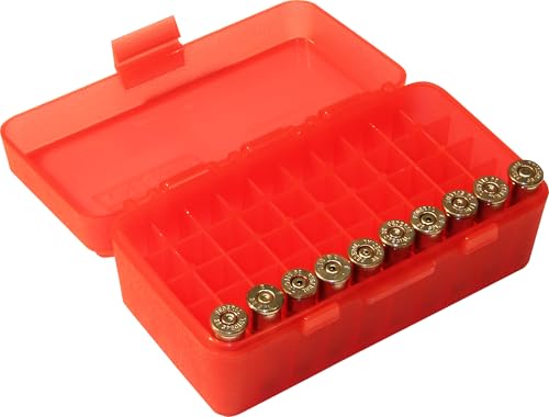 MTM Case-Gard P50-38-29 Flip-Top Ammo Box, 50 Round, Clear Red - color: Red