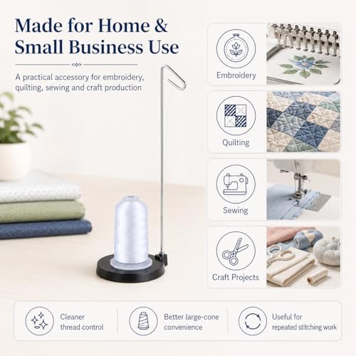 Simthread Metal Thread Spool Holder Stand for Embroidery Black - color: Black