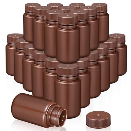 Zhehao 30 Pcs 4 oz Sample Bottle with Lid Wide Mouth HDPE, Brown - color: Brown