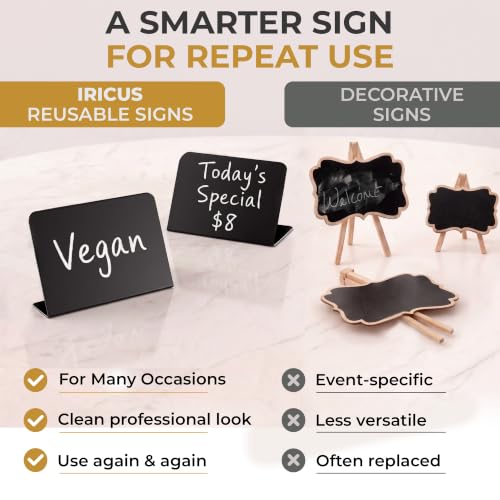 10 Pack Mini Chalkboard Signs 3x4 inch – Erasable Food Signs for Buffet - Catering - Bakeries & Parties - Small Black Chalkboard Labels - Tabletop Displays & Wedding Chalk Board Name Plates - style: L10