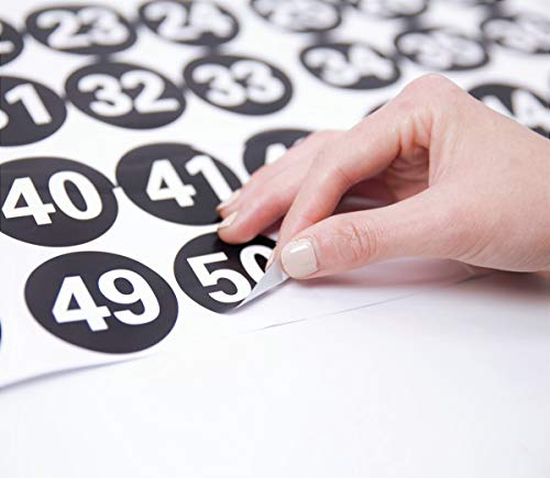 NAVADEAL 2" & 3” Round Number 1-50 Adhesive Stickers in Blue, Red, Black, Green - Inventory Storage Labels, Great for Marking Bins or Toolbox for Daily Use in School, Office, Workshop - color: Black