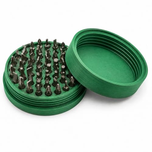 SplashNColor Screw Bit Case Organizer for Drill Driver Bits – Individual Slot Holder with Secure Screw-On Lid | Portable Bit Storage Box | Workshop Garage and Toolbox Accessory for Hex - color: Green