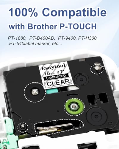 5 X Compatible with P-Touch TZe-141 AZE-141 TZ-141 Black on Clear 18mm 0.7'' Laminated Label Tape Replacement for Ptouch PT-1300 PT-2030 PT-300 PT-D400AD PT-E550W PT-P950NW Label Maker - color: Black on Clear, size: 18mm