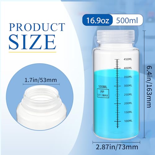 Tatuo 1pcs 16oz /500ml Wide Mouth Polyethylene Reagent Bottle Plastic Sample Bottles with Screw Caps, Translucent PE Sample Containers with Lid for Liquids, Laboratory, Storage at Home - color: Clear, size: 16oz 500ml
