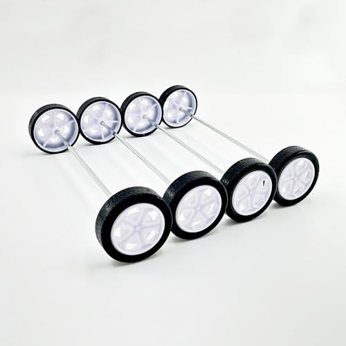 10PCS Small Toy Car Wheel 26mm Model Car Rubber Tire Wheels with 5PCS Shaft Round Axles for for RC Car Truck Robot DIY Model Toy Car Wheels Replace Accessories (2x26mm) - style: 2x26mm