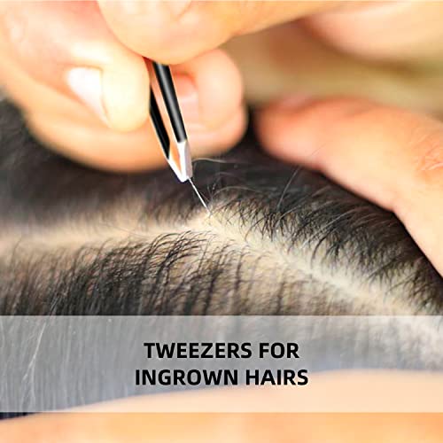 HengTianMei 7Pcs Precision Micro Tweezers Set, Anti-Static Stainless Steel, 3 Sharp Pointed Tweezers, 2 Curved Tweezer, 2 Serrated Tweezer for Eyelash Extensions, Craft, Jewelry, Soldering,Electronics - size: 7PCS