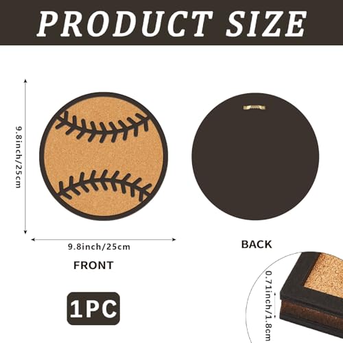 CRASPIRE Pin Cork Board Baseball Framed Bulletin Display Badge Sport 9.8x9.8 Wood Purple Decorative Corkboard Wall Mounted Memory Brooch Lapel Holder Storage for Home Office School Classroom Party - style: Baseball