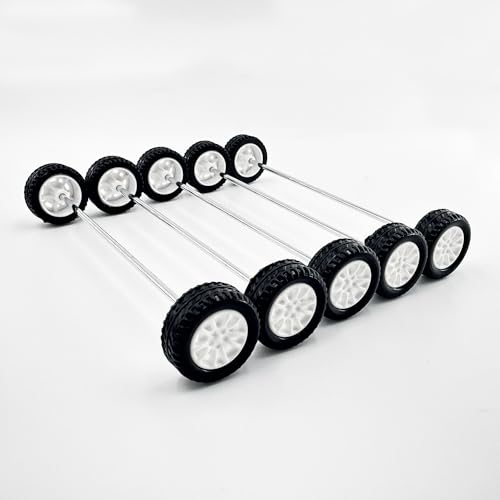 20PCS Toy Car Wheels 20mm Small Tire Wheel with Round Rod Shaft Axles for DIY Toy RC Car Truck Model Toy Building Part (Style 1)