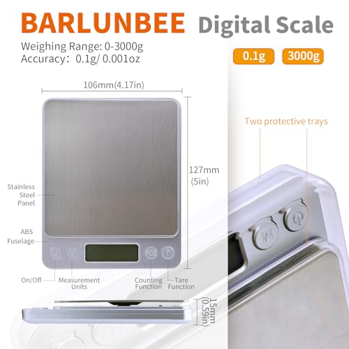 Gram Scale,Capacity 3000g Accuracy 0.1g Mini Food Scales Digital Weight Grams and Oz,Small Kitchen High Precision for Espresso,Baking,Jewelry,Soap Making,Silver - size: 4.2 x 5 x 0.6 inches