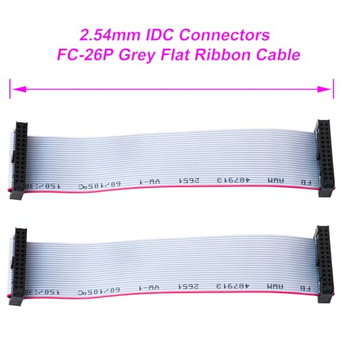 2.54mm Flat Ribbon IDC Cable Female to Female, Flat Ribbon Cable Connector 26P FC 26-Pin 30cm Length 2Pcs (TC-30cm-FF26P-2) - color: Female to Female, size: 26P