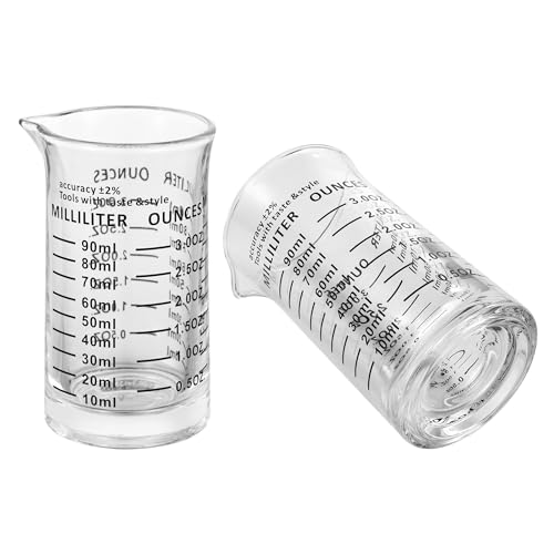 Ackers 3oz/90ml Glass Measuring Cup – Shot Glass with Double Scale-Ounce,Ml Markings for Kitchen & Bar(Black Line) - color: Black(Single)