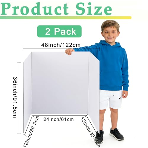 LonlyEagle 36” x 48” Trifold Poster Board,White Corrugated Project Boards for Presentations, Science Fair, School Projects, Event Displays and Trifold Picture Board,2 Pack