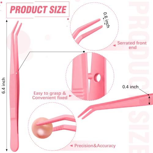 Honoson 10 Pcs Stainless Steel Tweezers for Crafting Forceps,Pink - color: Pink