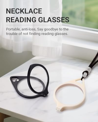 TERAISE Reading Glasses Pendant Necklace Readers for Women Lightweight - color: White+black