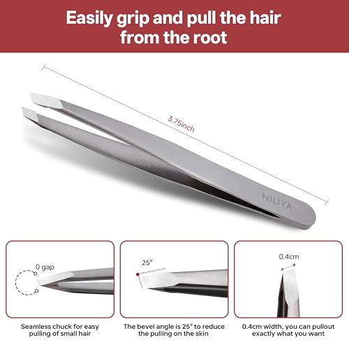 Slant Eyebrow Tweezers for Women Facial Hair, Precision Tweezers - style: Slanted