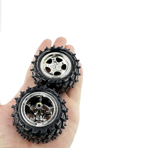 4PCS Toy Car Wheel Plastic Model Toy Tire Wheel with Metal Shaft Round Rod Axles for RC Car Truck Robot DIY Model Toy Parts (3x55mm)
