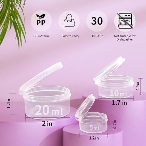 30pcs 5/10/20ml Clear Plastic Cosmetic Jars with Snap Lids - color: Zfyoung 30 pcs plastic cosmetic jar