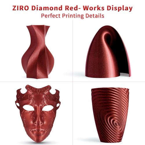 ZIRO Sparkle PLA Filament with Glitter,Fit for Most 3D Printer, Dimaond Red - color: Diamond-red