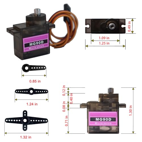 4 Pack MG90D 9g Digital Micro RC Servo Full Metal Gear 270 Degree Mini Servos Motor Upgraded SG90 for Arduino RC Smart Car Robot Arm 450 Aircraft Boat DIY PWM500-2500(Controllable Angle