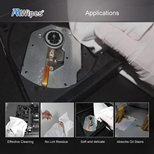AAwipes Cleanroom Microfiber Wipes Knitted Superfine 6"x6" (100 Counts/Bag, 180gsm, Polyester-Polyamide) Lint Free Cloths for Fiber Optics, Ultrasonic Sealed Edge, Class 100 Cloths (MC18006) - size: 6"X6" 100 Wipes