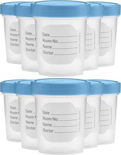 Vakly 4 oz Specimen Cups with Screw-On Lids Clear Non-Sterile 10 Pack