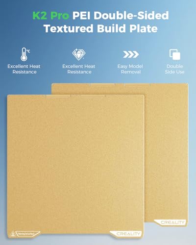 Creality Official K2 Pro Build Plate, 310x325mm Textured PEI Sheet, Double Sided Magnetic Flexible Removable Spring Steel Printing Plate 3D Printer Bed Plate (Without Magnetic Base) - color: Textured Gold, size: K2 Pro