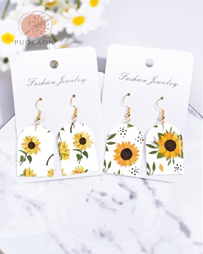 Puocaon Polymer Clay Transfer Paper - 20 Pcs Sunflower Water Transfer Paper for Polymer Clay, Floral Transfer Paper for Polymer Clay Earrings, Polymer Clay Transfer Sheets for Flower Clay Jewelry - color: sunflower