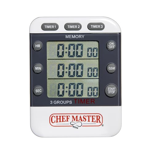 Chef Master 3-Channel Digital Kitchen Timer, Clip & Magnetic Stand - size: Small