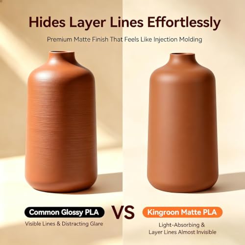 Kingroon Matte PLA Filament 1.75mm 3D Printer Filament Matte Filament 1kg Dimensional Accuracy +/- 0.02 mm (Matte Night Brown) - color: Matte Night Brown