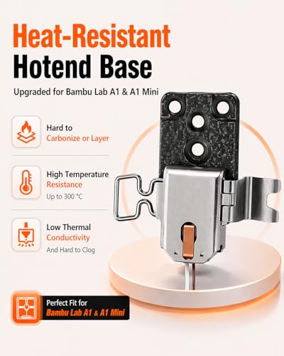 Genuine Bamboo lab Upgraded Hotend Heating Assembly for Bambu Lab A1 & A1 Mini,2 Pack Replacement Hot End Kit with Heating Block for 3D Printer - size: 2-Pack Hotend Assembly