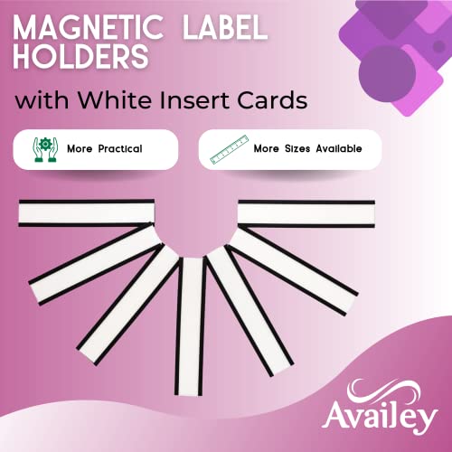 Availey 60 Pack Magnetic 'C' Channel Label Holders for Metal Racks and Shelves with Protective Films and Replacement Strips 4" x 0.75" - size: Magnetic Label Holders 4x0.75 inch