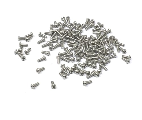 iexcell 100 Pcs M2 x 5mm Thread Pitch 0.4 mm Stainless Steel 304 Hex Socket Button Head Cap Screws Bolts Kit - size: M2 x 5mm