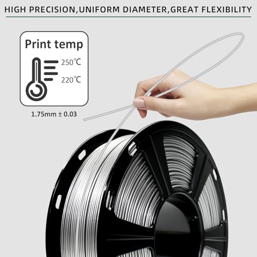 GIANTARM PETG Filament 1.75mm for 3D Printer, 1KG, Metallic Silver - color: Metal Silver