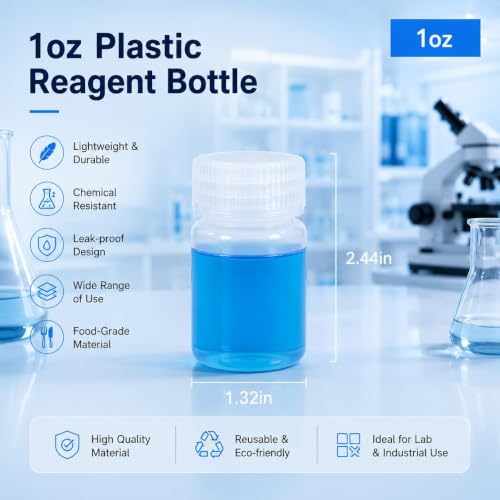 1 oz Wide Mouth Lab Bottle - Laboratory Grade Portable Clear PP Container, Sealed Leak-proof, Perfect for Water Samples and Pills(5 Pcs) - color: Clear, size: 1oz(30ml)