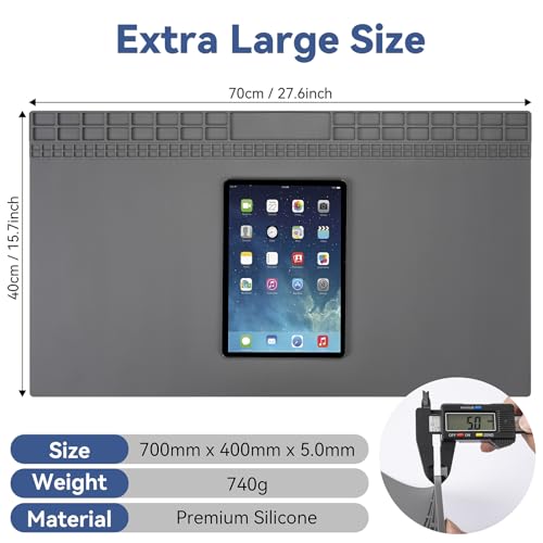 Kaisi Extra Large Soldering Mat, 932°F Heat Resistant Silicone Solder Mat - color: Grey, size: 27.6" x 15.7"