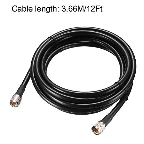 uxcell UHF Male PL-259 to UHF Male PL-259 Low Loss RG213 Coax Jumper Cable 3.66M/12Ft - size: 12 Feet