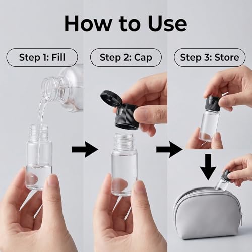 12 Pack Plastic Travel Bottle with Flip Lid Empty Container Jar for Sample Emollient Shower Gel Emulsion Cosmetic Water size 10ML/0.3OZ - size: 10 mL